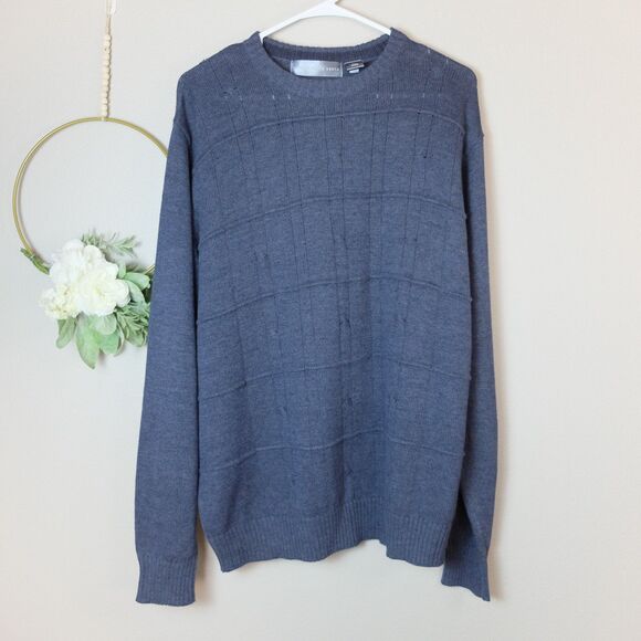 Oscar de la Renta Fall of '12 Slate Blue Cableknit Crewneck Sweater Size…